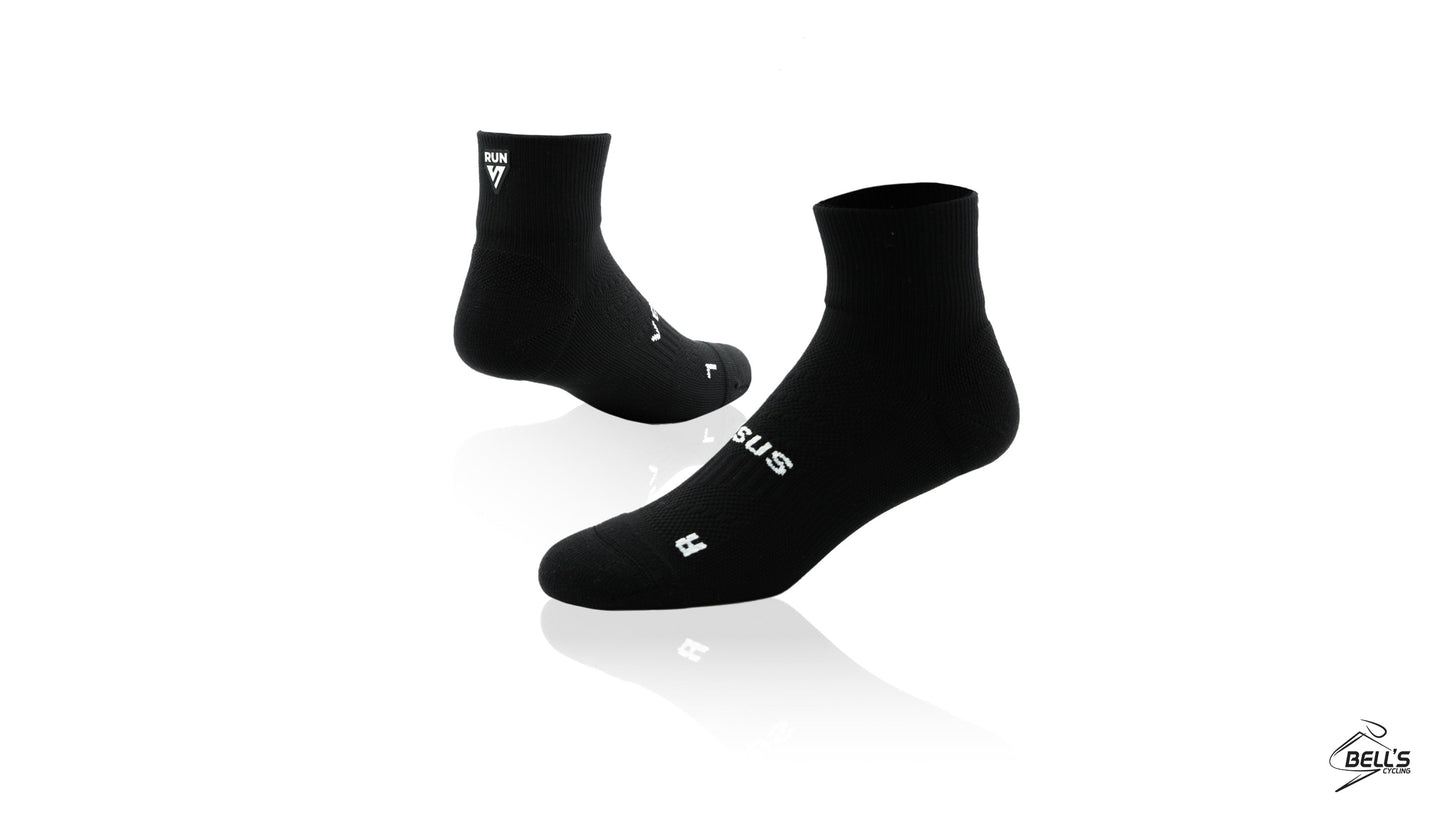 Black RUN Running Quarter Socks